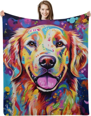 Golden Retriever Throw Blanket for Adults & Kids - Cute Happy Dog Lovers Gift, 60"x50"