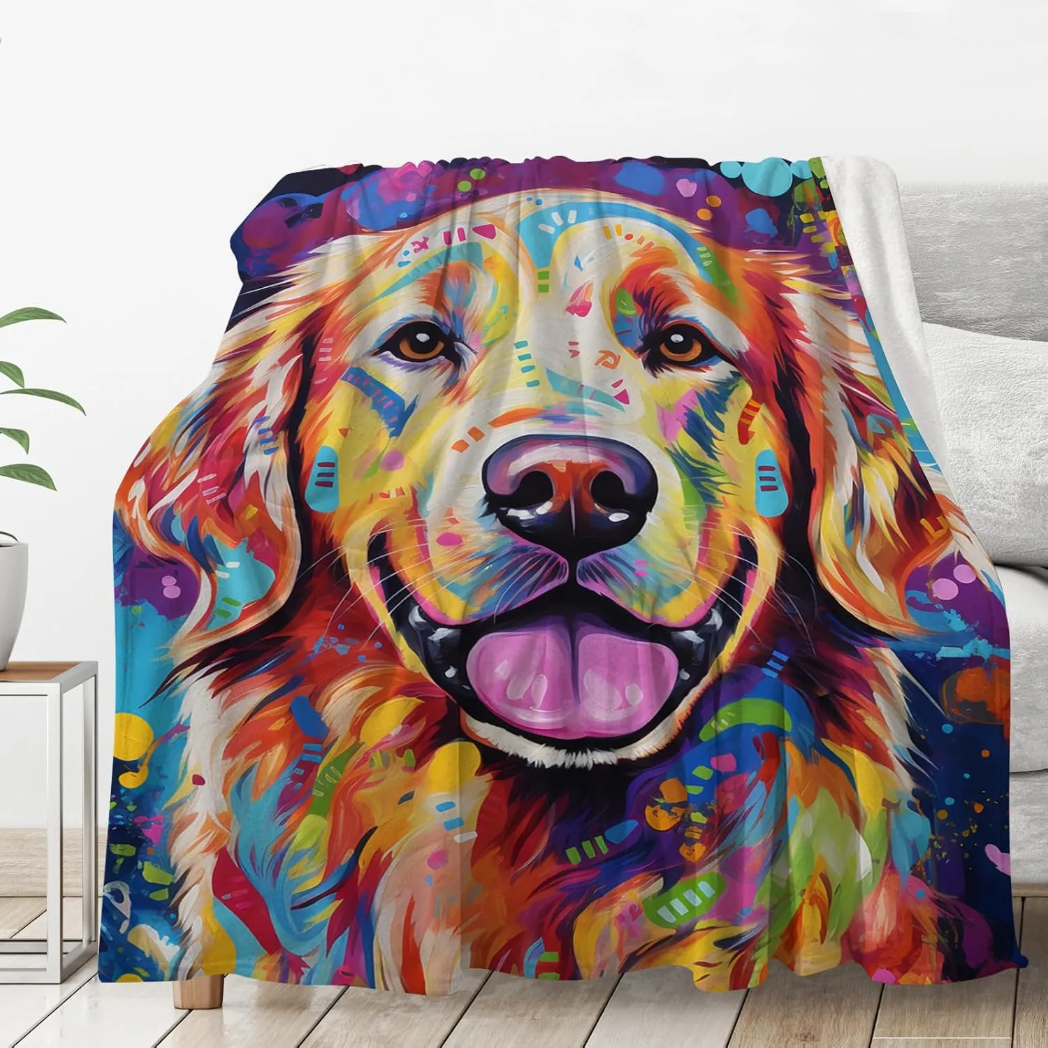 Golden Retriever Throw Blanket for Adults & Kids - Cute Happy Dog Lovers Gift, 60"x50"