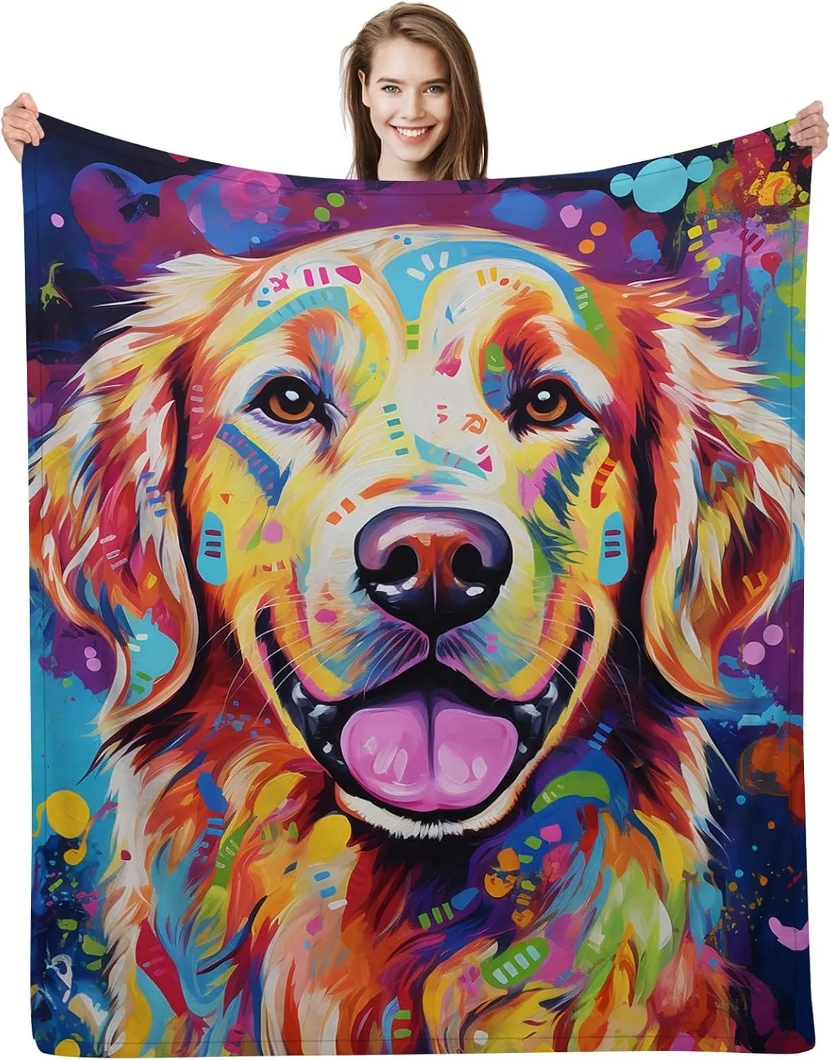 Golden Retriever Throw Blanket for Adults & Kids - Cute Happy Dog Lovers Gift, 60"x50"