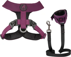Gooby Comfort X Harness Dual Snap and Ripstop Z Wristband Surfer Leash Set-Purple, X-Large, 6FT-Choke Free X Frame Harness with Rotational Buckles and Nylon Handsfree Leash for Small and Medium Dog