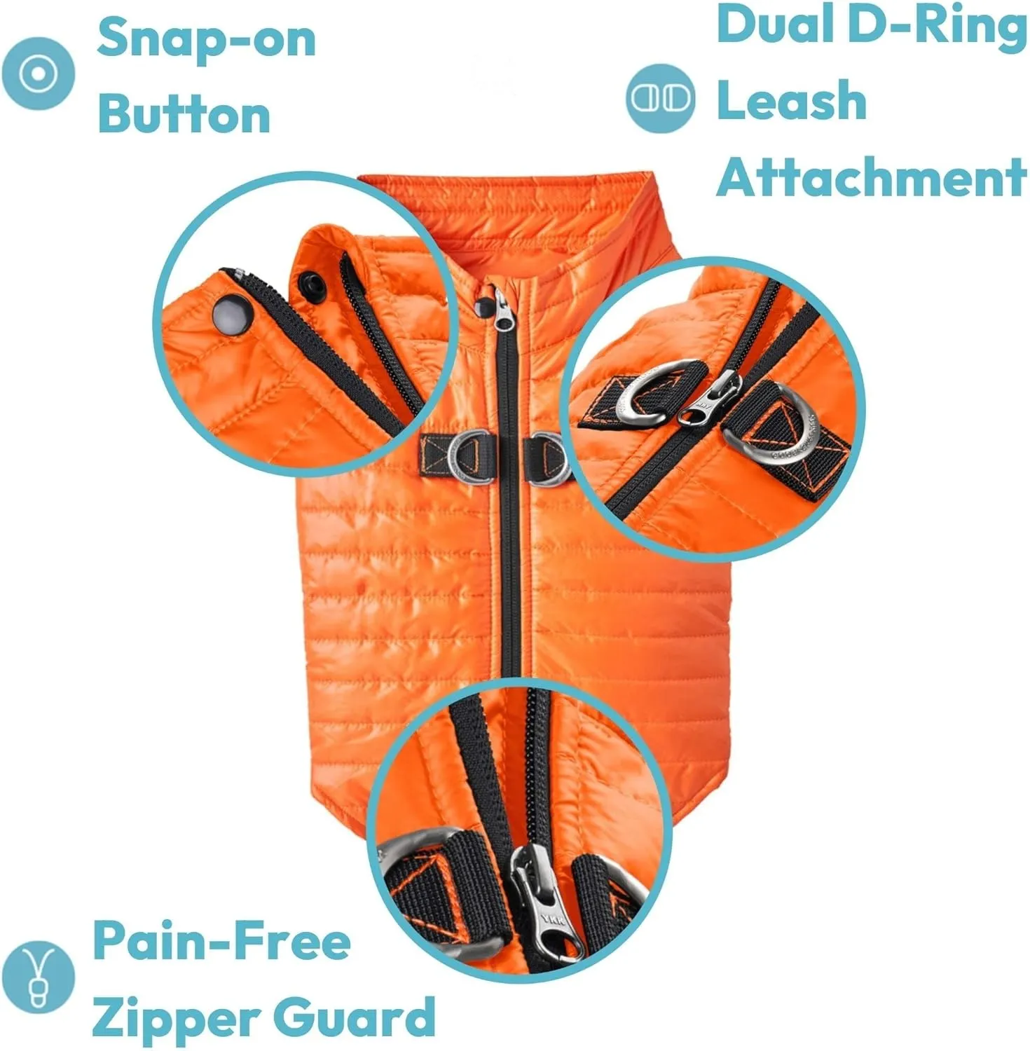 Gooby Puffer Vest Dog Jacket - Turquoise, Medium - Ultra Thin Zip Up Wind Breaker with Dual D Ring Leash - Water Resistant Small Dog Sweater Coat - Dog Clothes for Small Dogs Boy or Medium Dogs, (18")