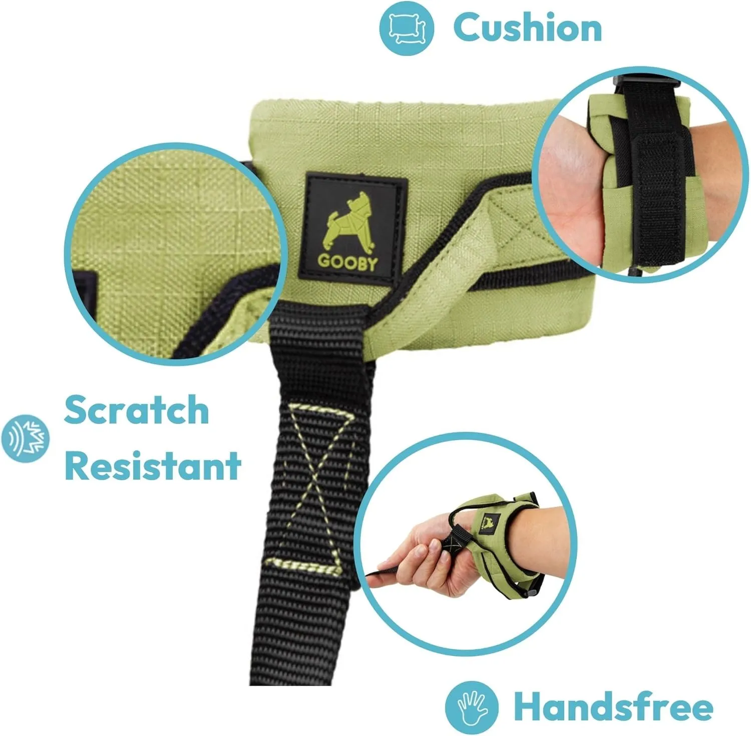 Gooby Ripstop Z Wrist Band Surfer Leash - Yellow, 6 FT - Comfortable Hands Free Leash with Elastic Band for Small, Medium and Large Dogs