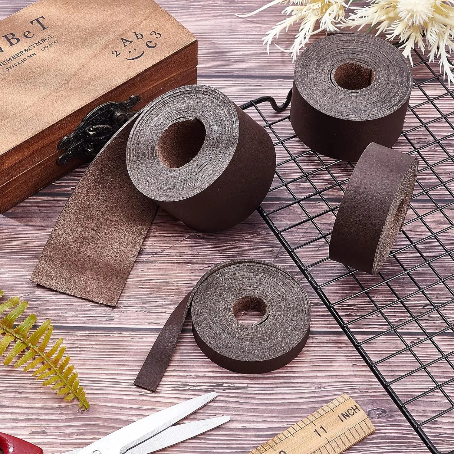 GORGECRAFT Full Grain Genuine Leather Straps 2 Inches Wide 78 Inches Long Single Sided PU Leather Strip for DIY Crafts Projects Clothing Jewelry Wrapping Making Bag Strap Furniture Handles(Coffee)