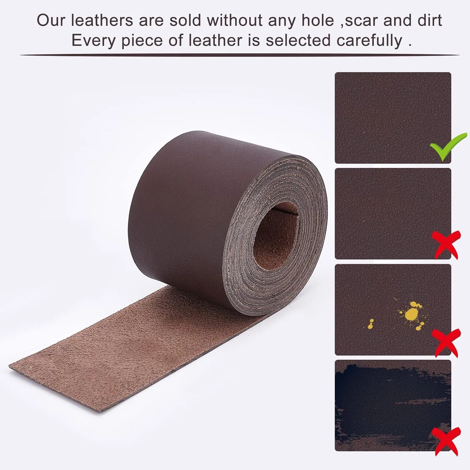GORGECRAFT Full Grain Genuine Leather Straps 2 Inches Wide 78 Inches Long Single Sided PU Leather Strip for DIY Crafts Projects Clothing Jewelry Wrapping Making Bag Strap Furniture Handles(Coffee)