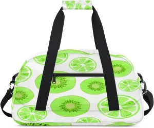 Green Kiwi And Lime Kids Overnighted Duffel Bag Carry-On Size & Ideal for School Practice or Weekender Travel with Zip and Shoulder Stra for Boys & Girls