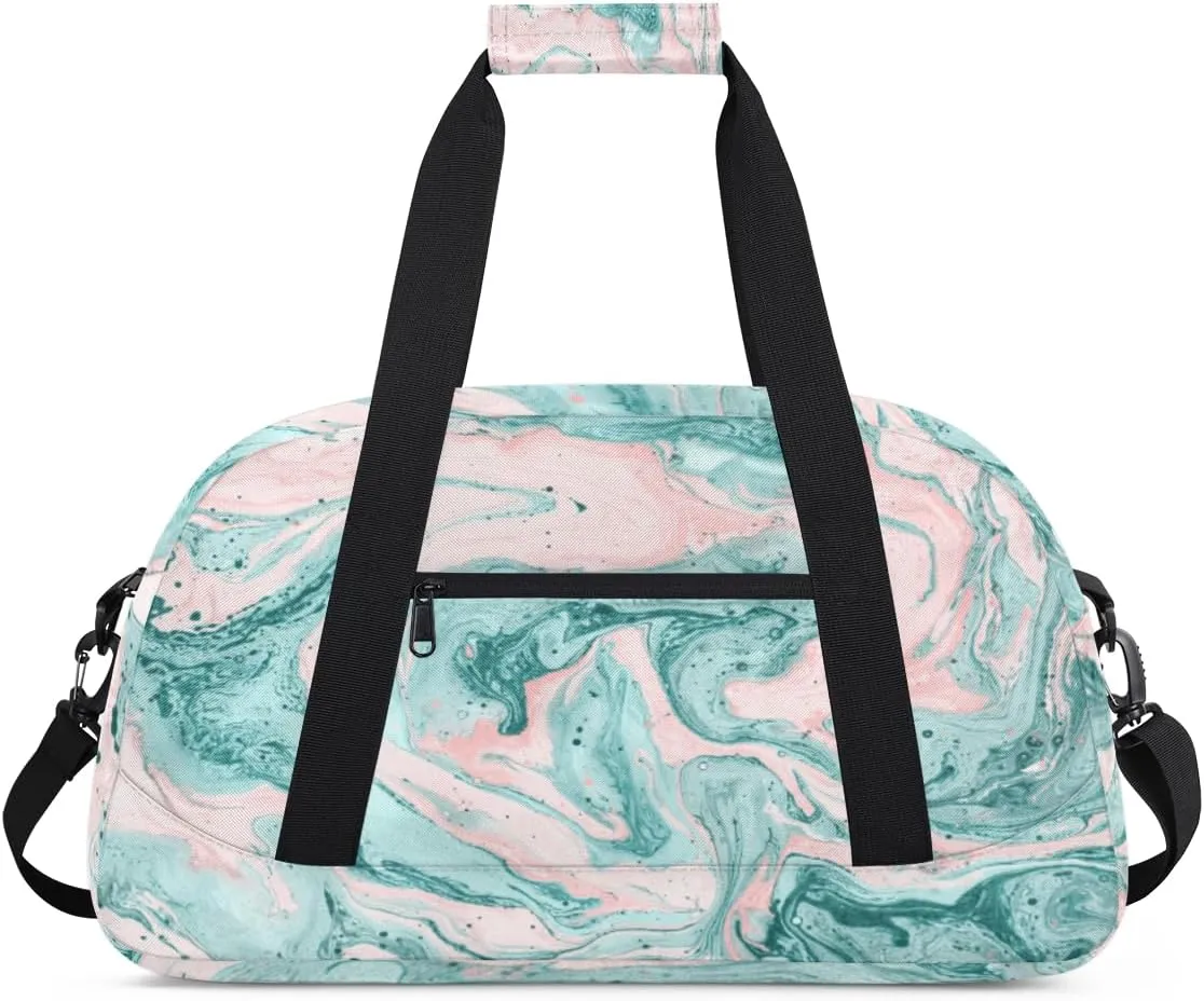 Green Liquid Pattern Kids Duffle Bag for Kids Boys Girls Overnight Travel Bag Kids Duffel Bags Ballet Weekender Bag for School Gym Sport Sleepover Bag