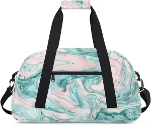 Green Liquid Pattern Kids Duffle Bag for Kids Boys Girls Overnight Travel Bag Kids Duffel Bags Ballet Weekender Bag for School Gym Sport Sleepover Bag