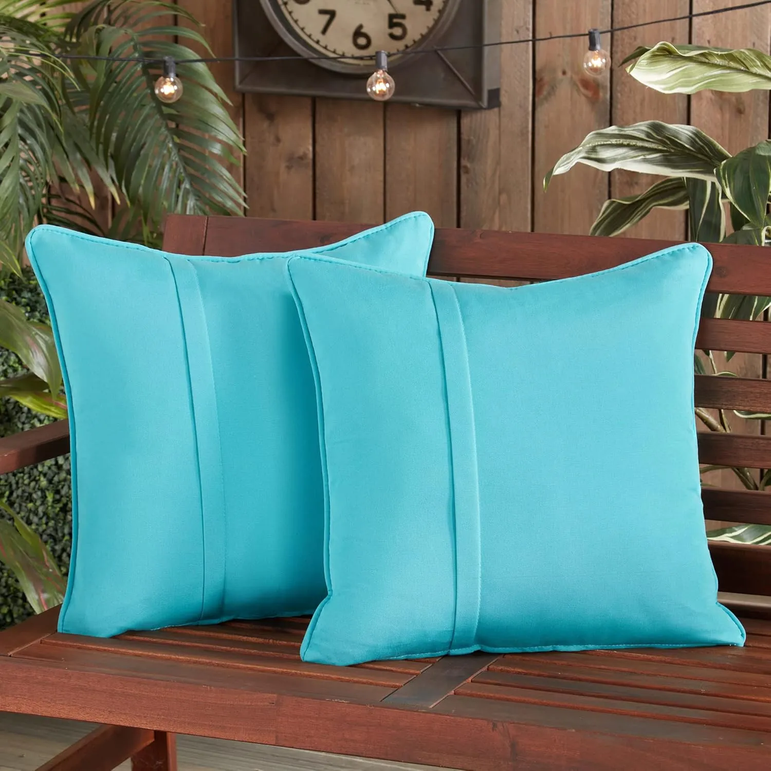 Greendale Home Fashions Sunbrella 20" Square Outdoor Throw Pillow with Removable Cover (Set of 2), Canvas Aruba 2 Count