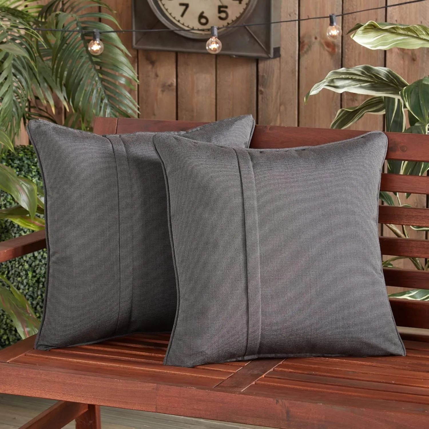 Greendale Home Fashions Sunbrella 20" Square Outdoor Throw Pillow with Removable Cover (Set of 2), Canvas Coal 2 Count