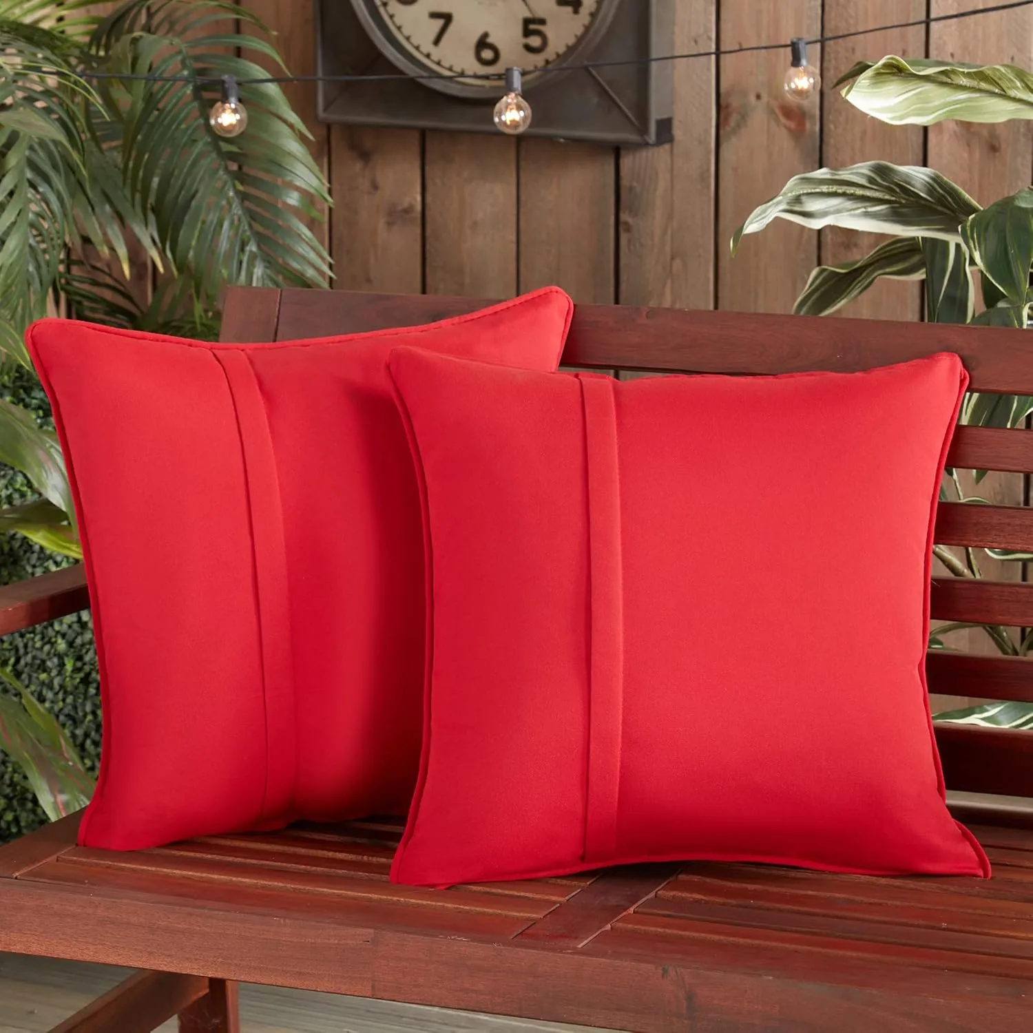 Greendale Home Fashions Sunbrella 20" Square Outdoor Throw Pillow with Removable Cover (Set of 2), Canvas Jockey Red 2 Count