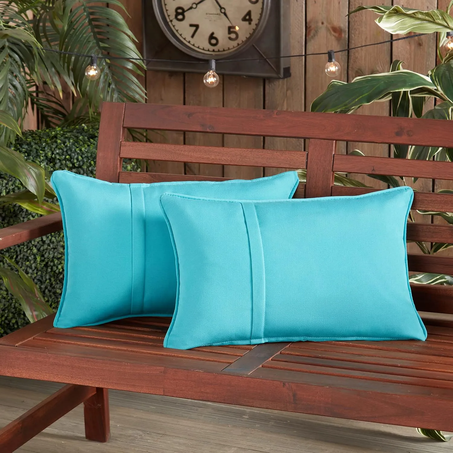 Greendale Home Fashions Sunbrella 21" x 14" Rectangle Outdoor Throw Pillow with Removable Cover (Set of 2), Canvas Aruba 2 Count