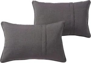 Greendale Home Fashions Sunbrella 21" x 14" Rectangle Outdoor Throw Pillow with Removable Cover (Set of 2), Canvas Coal 2 Count
