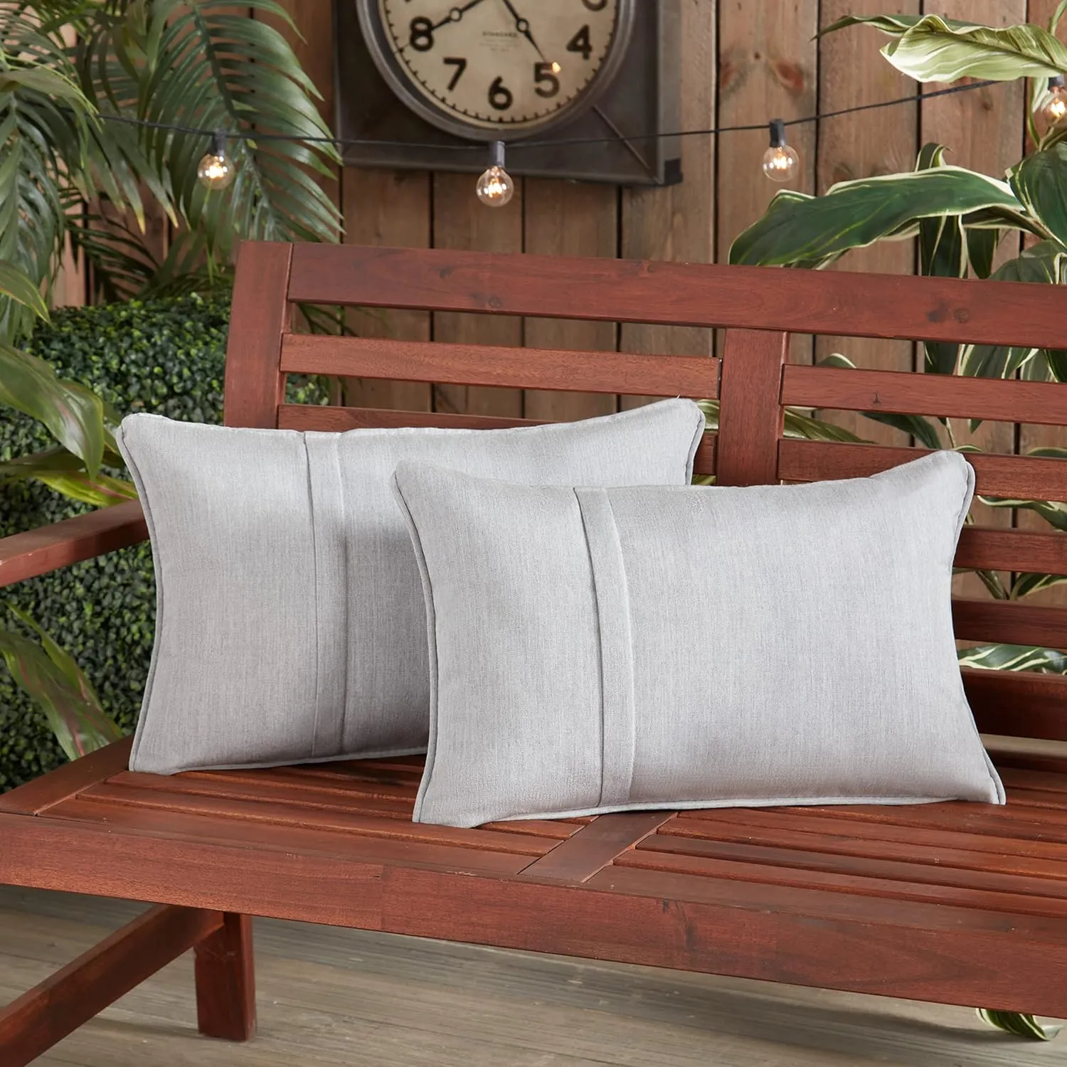 Greendale Home Fashions Sunbrella 21" x 14" Rectangle Outdoor Throw Pillow with Removable Cover (Set of 2), Canvas Granite 2 Count
