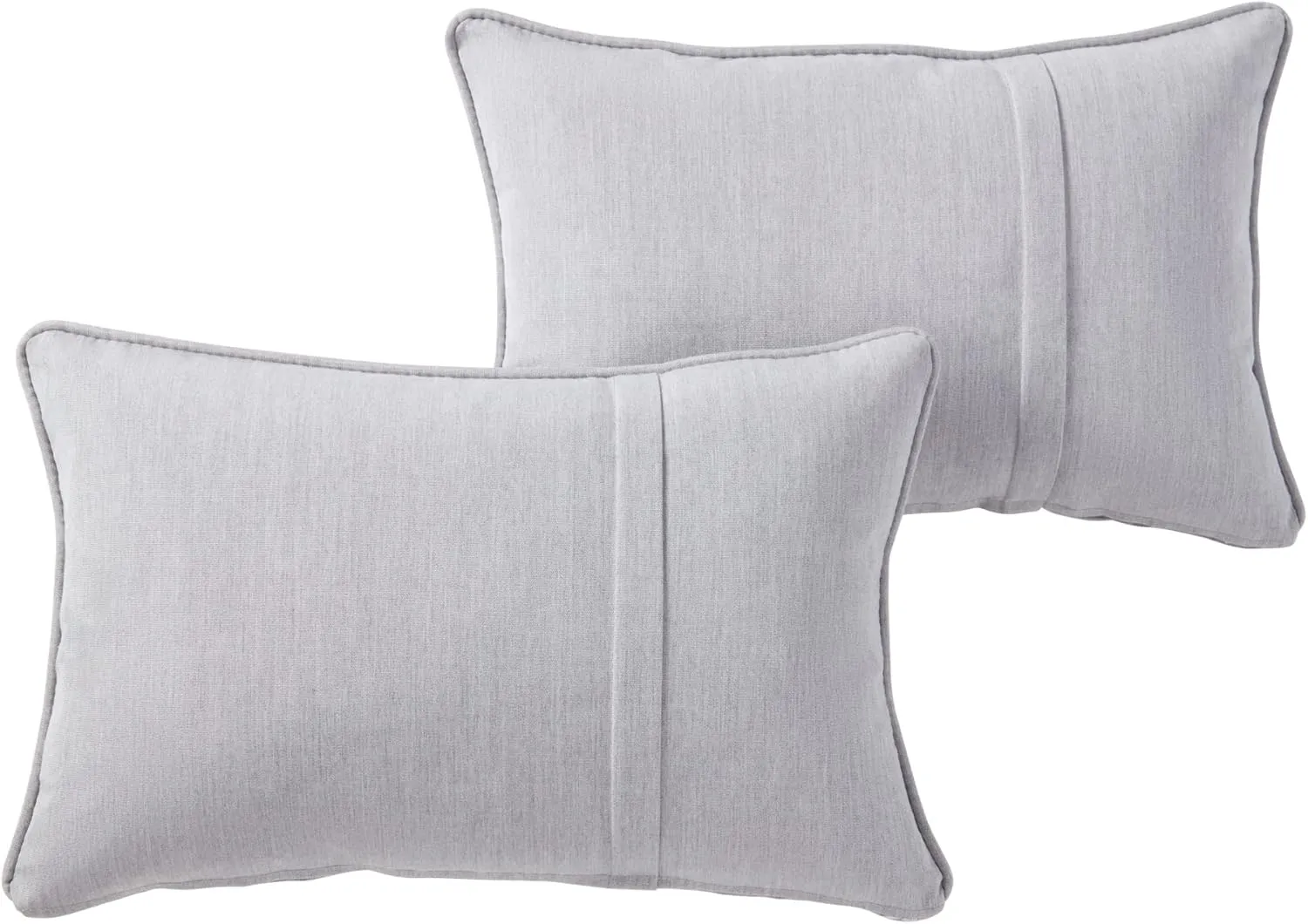 Greendale Home Fashions Sunbrella 21" x 14" Rectangle Outdoor Throw Pillow with Removable Cover (Set of 2), Canvas Granite 2 Count