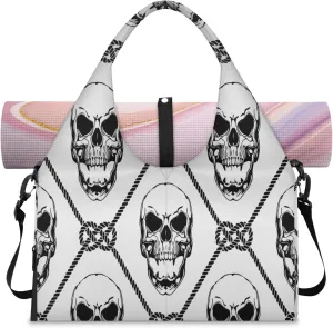 Grim Skull Women's Yoga Gym Bag - Adjustable shoulder strap with shoe compartment, large gym bag with multiple pockets for yoga mat, gym equipment and travel accessories