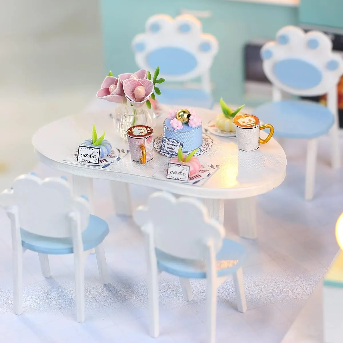 GuDoQi DIY Miniature Dollhouse Kit, Tiny House kit with Furniture, Miniature House Kit 1:24 Scale, Great Gift for Birthday Father's Day, Beautiful Blue Room