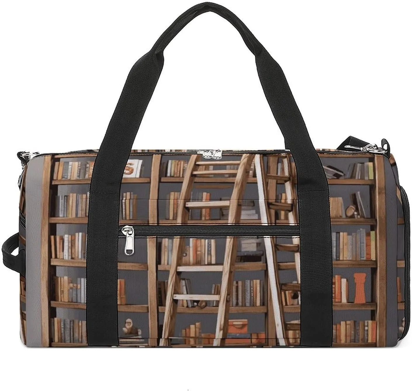 Gym Bag Duffle Bag Funny Book Shelves Collection And Ladder Printed Yoga Bag Printed Backpack Duffel Bag Small Gym Bag for Travel Sports