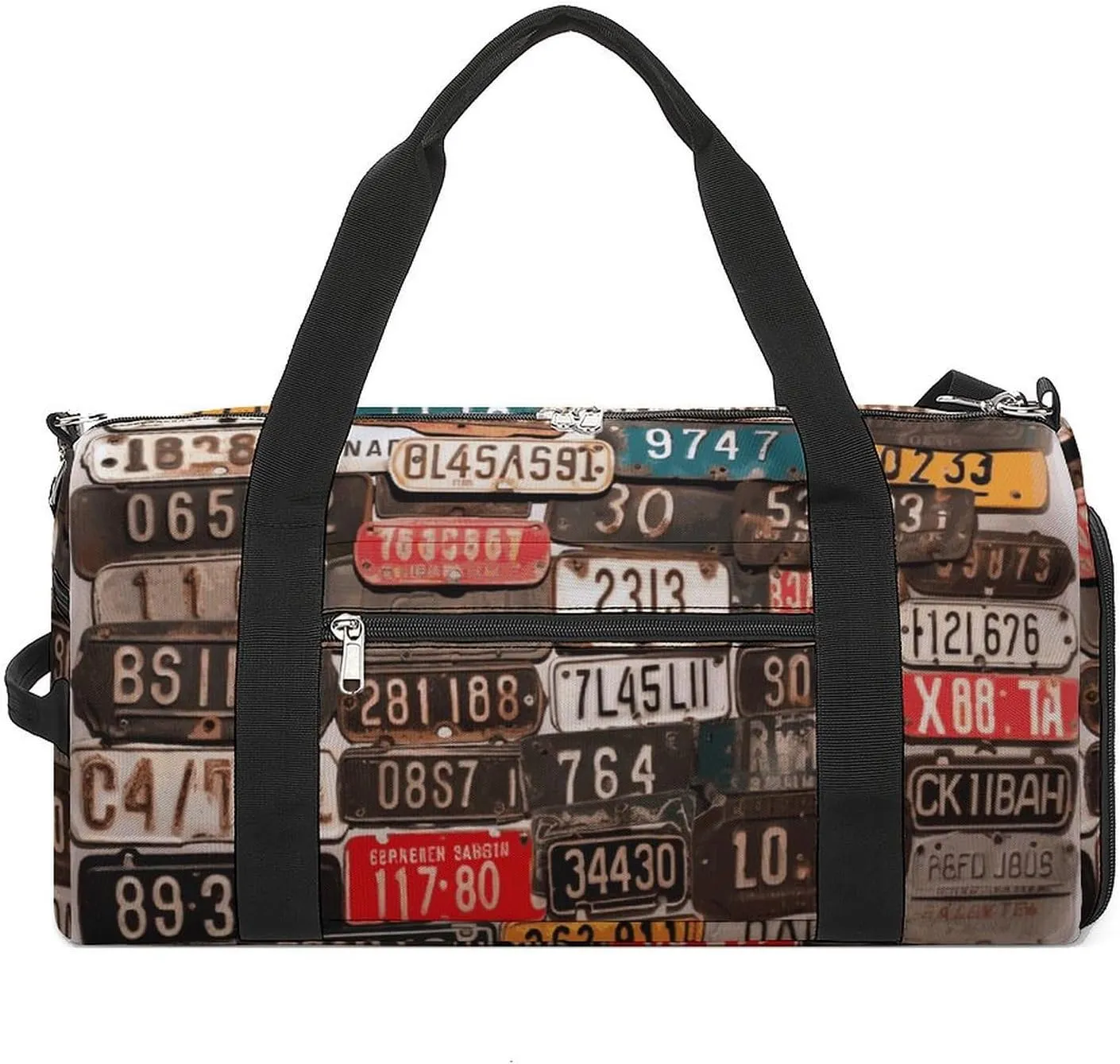 Gym Bag Duffle Bag Old License Plate Printed Yoga Bag Printed Backpack Duffel Bag Small Gym Bag for Travel Sports