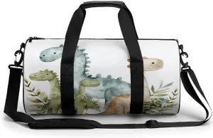 Gym Bag for Men Women,Fern Leaves And Dinosaurs Printed Workout Bags,Small Travel Duffle Bags for Traveling Overnight Weekender Bag Personal Item Travel Bag Large Sport Bag