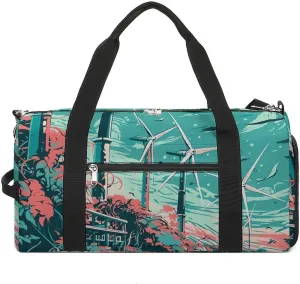 Gym Bag Simple Windmill Diagram Printed Duffle Bag Yoga Bag Printed Backpack Duffel Bag Small Gym Bag