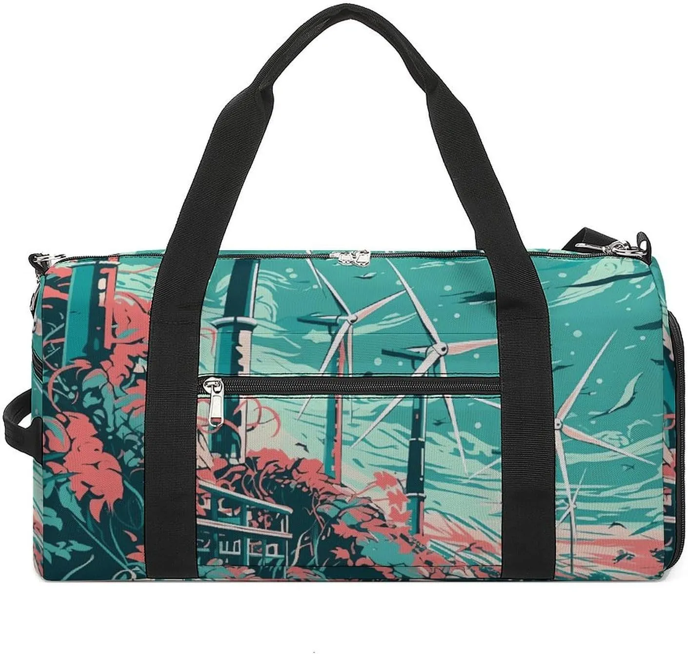 Gym Bag Simple Windmill Diagram Printed Duffle Bag Yoga Bag Printed Backpack Duffel Bag Small Gym Bag