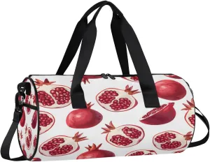 Gym Bags for Men Women Pomegranate Printed Sports Duffel Bags Carry On Travel Duffle Bag with Detachable Adjustable Shoulder Strap Overnight Weekender Bag