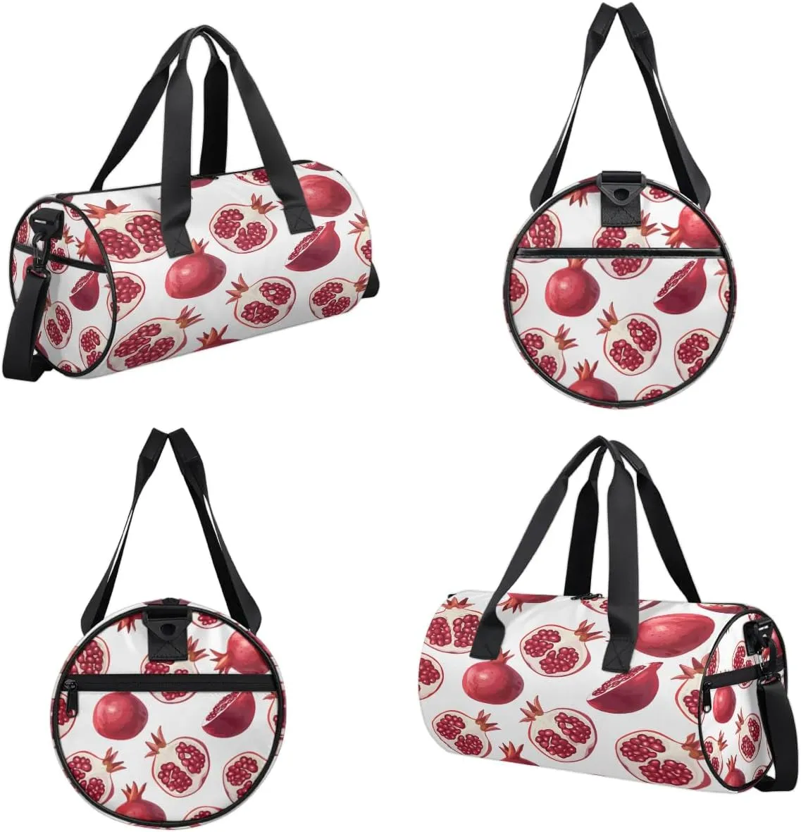 Gym Bags for Men Women Pomegranate Printed Sports Duffel Bags Carry On Travel Duffle Bag with Detachable Adjustable Shoulder Strap Overnight Weekender Bag