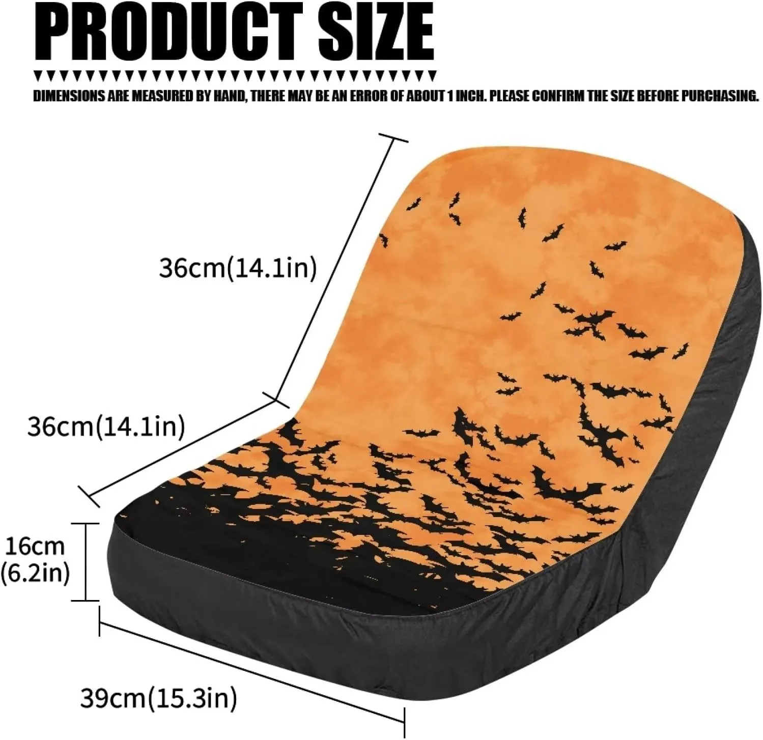 Halloween Bats Riding Excavator Seat Cover, Universal Lawn Tractor Seat Cover with Storage Bag, Persistent for Most Harvester Excavator Tractor for Women Men
