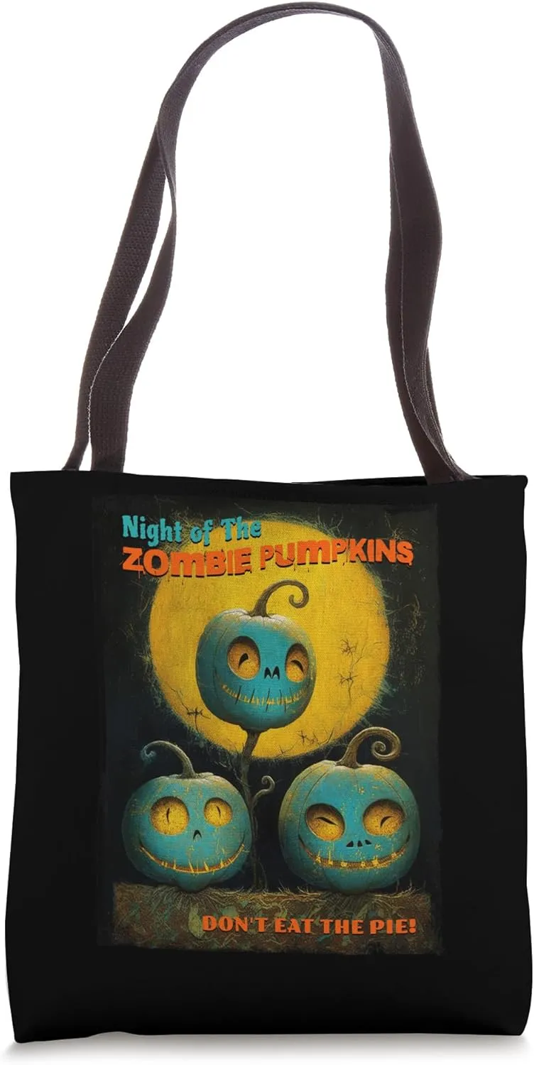 Halloween - Zombie Pumpkins - Funny Retro Sci Fi – Pulp Mag Tote Bag