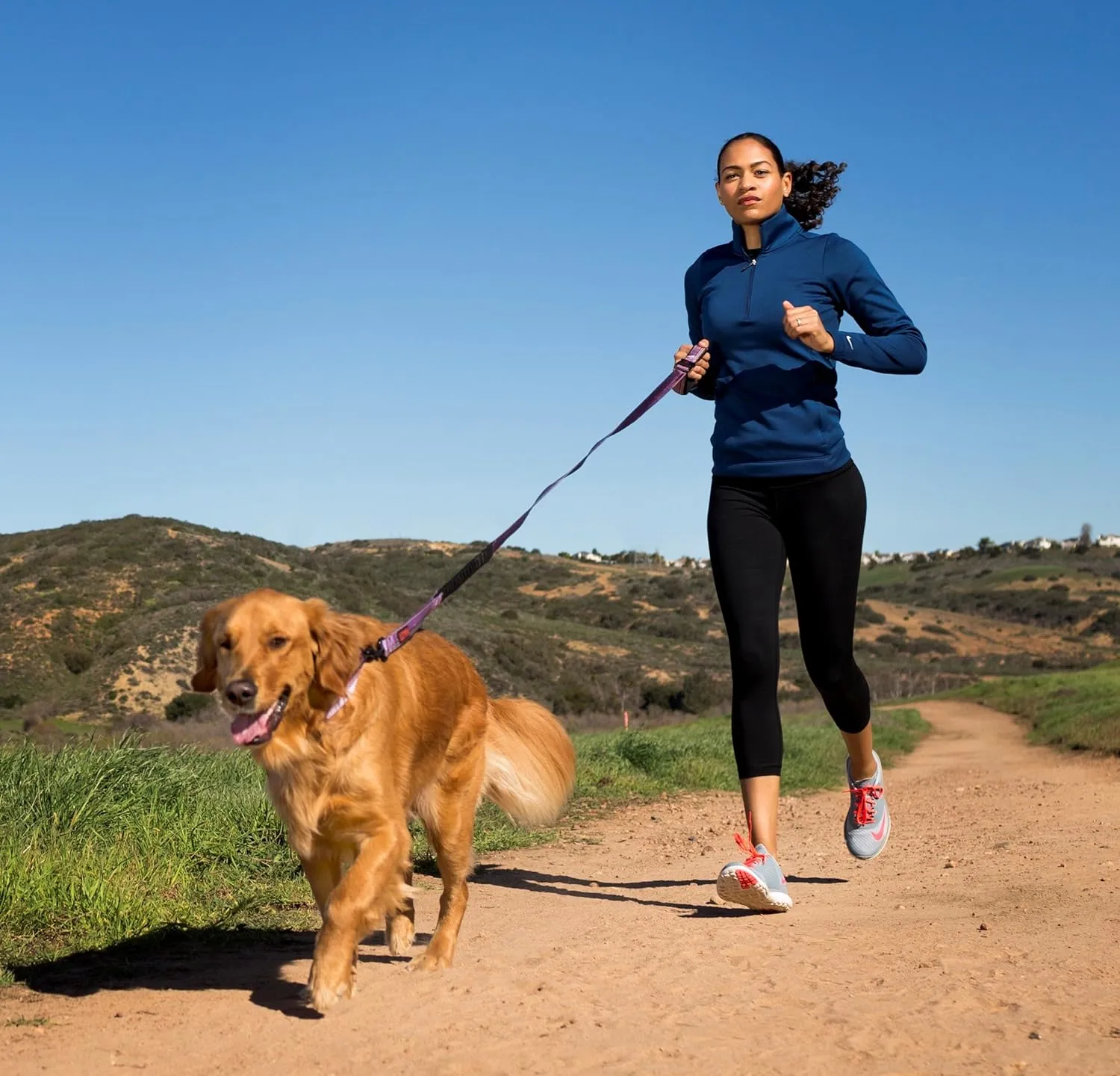 HALTI Active Leash - Award-Winning Bungee Dog Leash, Shock-Absorbing, All-in-One Neoprene Padded Belt & Lead, Perfect for Running & Training with Medium & Large Dogs (Size Large, Black)