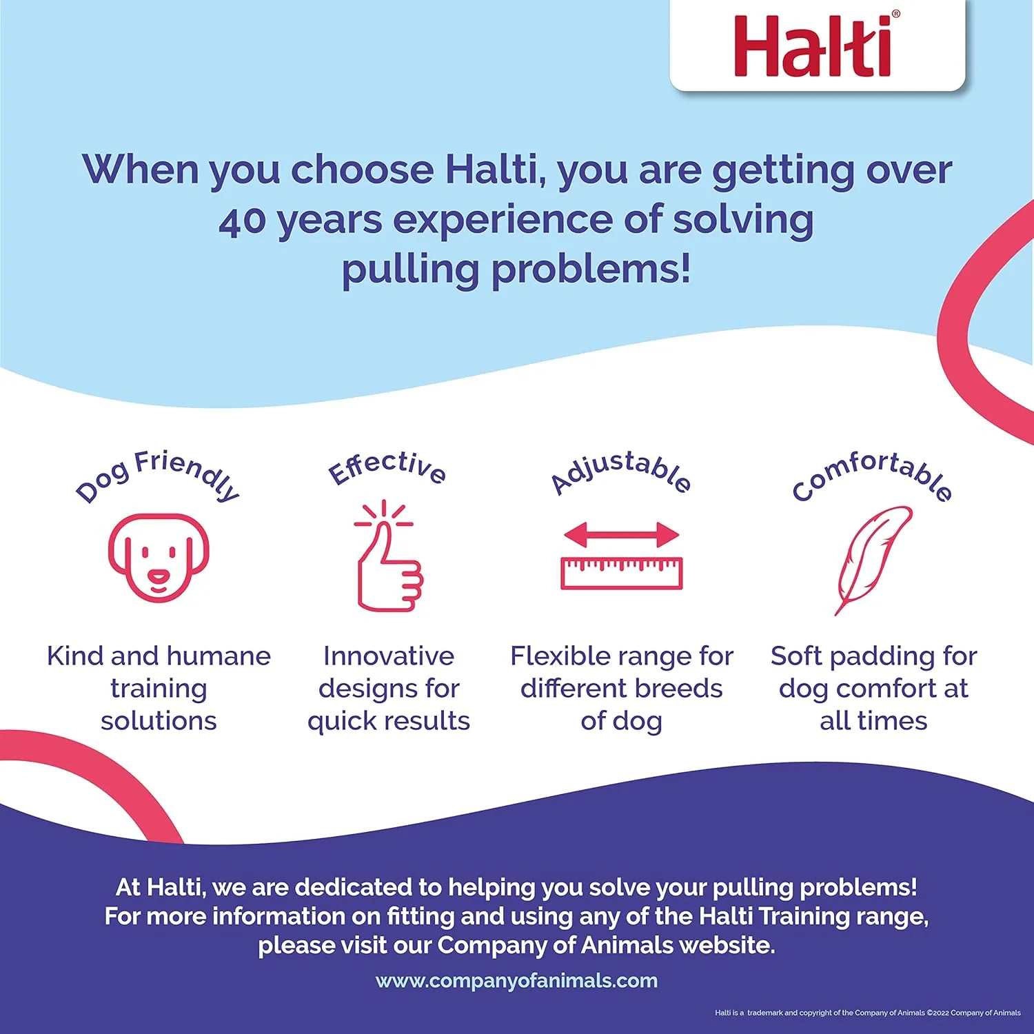 HALTI Headcollar - to Stop Your Dog Pulling on The Leash. Adjustable, Reflective and Lightweight, with Padded Nose Band. Dog Training Anti-Pull Collar for Large Dogs (Size 4, Cobalt Blue)