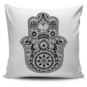 HAMSA HAND WHITE PILLOW COVERS