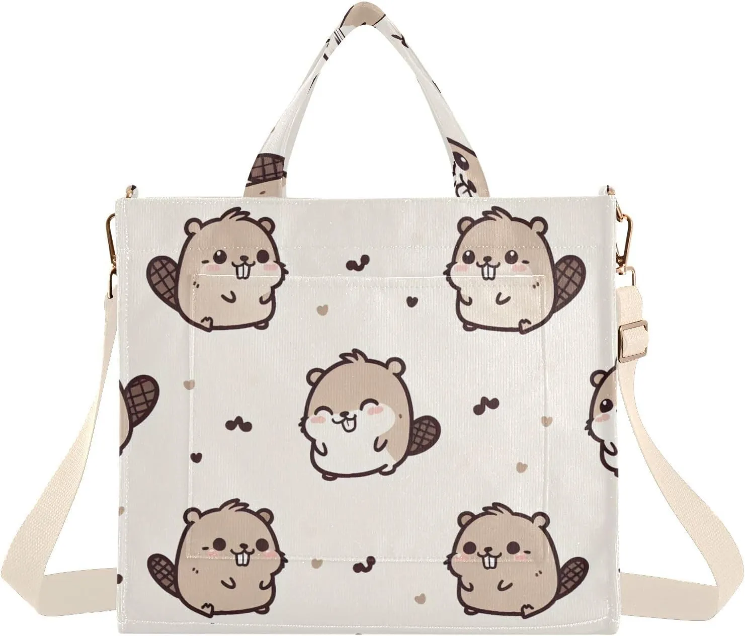 Happy Beaver Tote Bag for Women Large Capacity Handbag Portable Work Handbag Shoulder Bag for Beach, Shopping, Travel