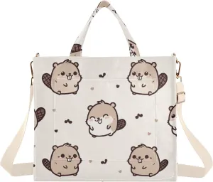 Happy Beaver Tote Bag for Women Large Capacity Handbag Portable Work Handbag Shoulder Bag for Beach, Shopping, Travel