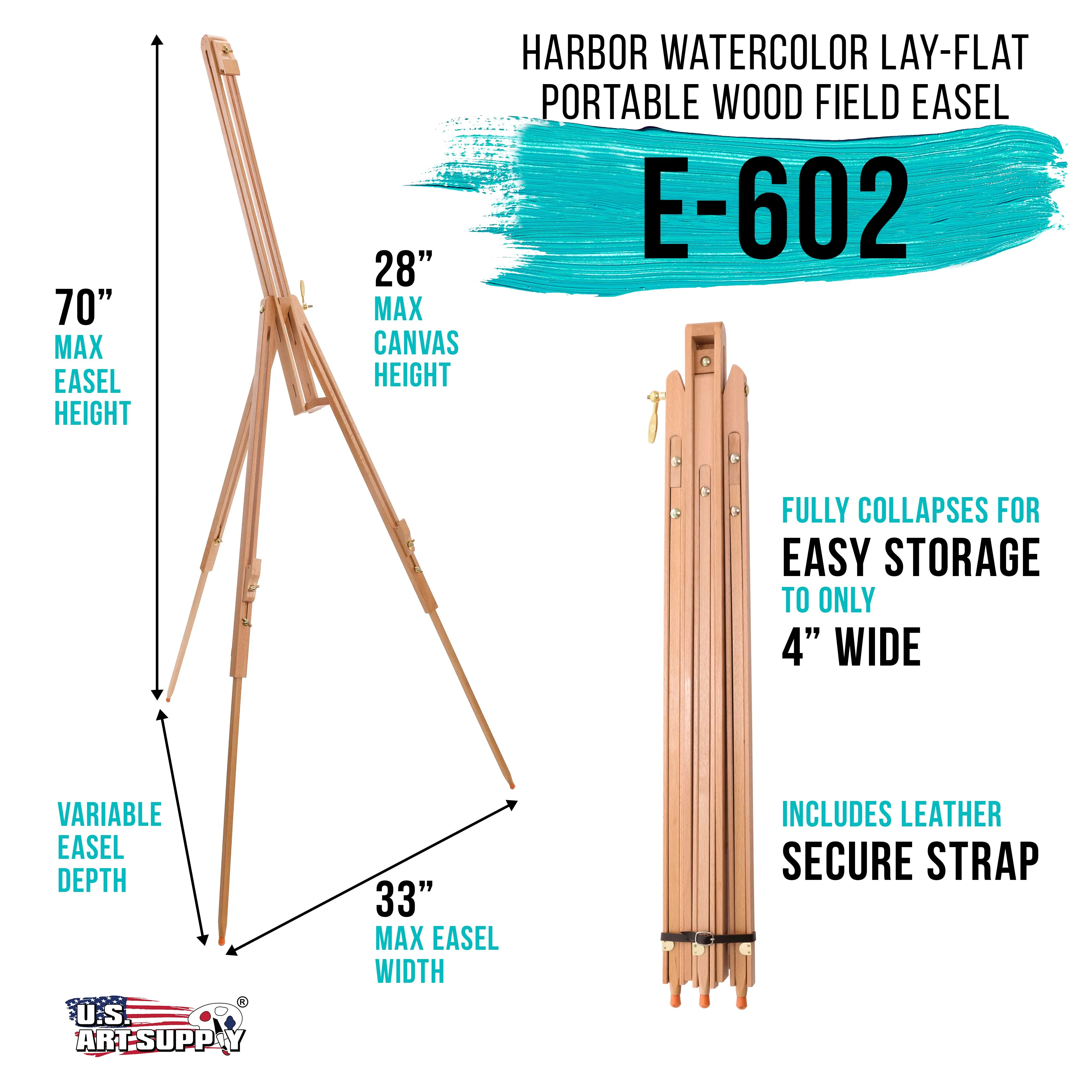 Harbor 72" High Wood Artist Watercolor Field and Display Easel Stand - Beechwood Adjustable Floor & Tabletop Tripod, Holds Painting Canvas, Portable
