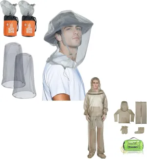 Head Net with Drawstring 2 Pack 4-Piece Net Suit L/XL, 522 Ultra Fine Holes, 38"×21" Extra Large Coverage, Fits All Hats, Breathable Mesh Netting Face Mask for Camping, Hiking, Fishing
