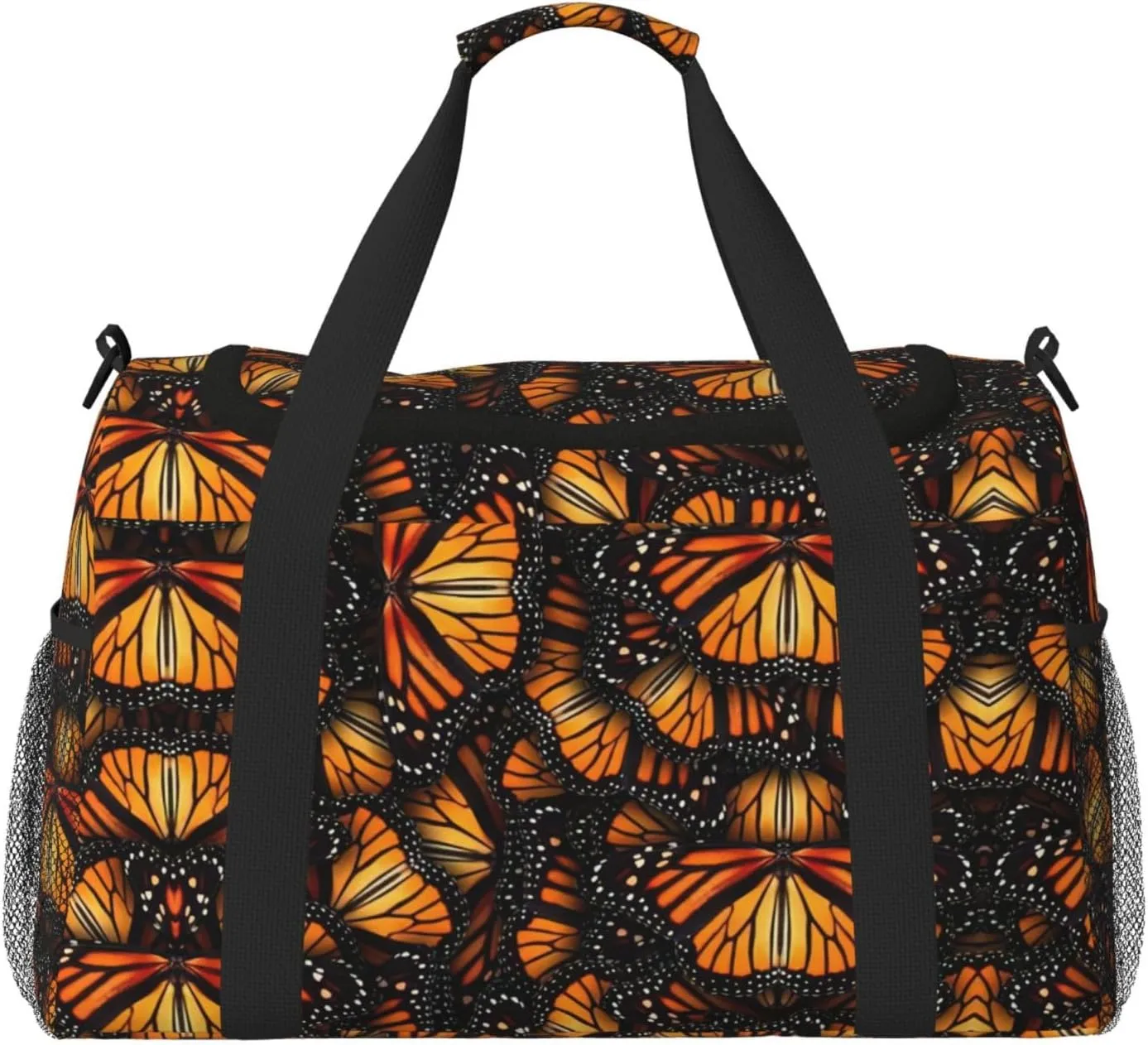 Heaps of Orange Monarch Butterflies print Large Canvas Travel Duffel Bag Weekender Bags for Women Overnight Bag Carry On Tote Bag