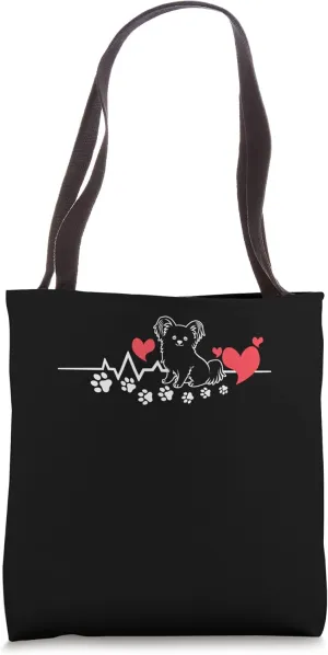 Heartbeat Paw Print Papillon Dog Canine Breeder Whisperer Tote Bag