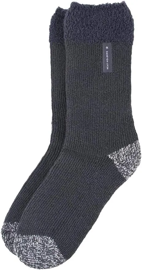 HEAT HOLDERS Mens Luxury Cozy Soft Fleece Lined Fluffy Bed Socks for Sleep