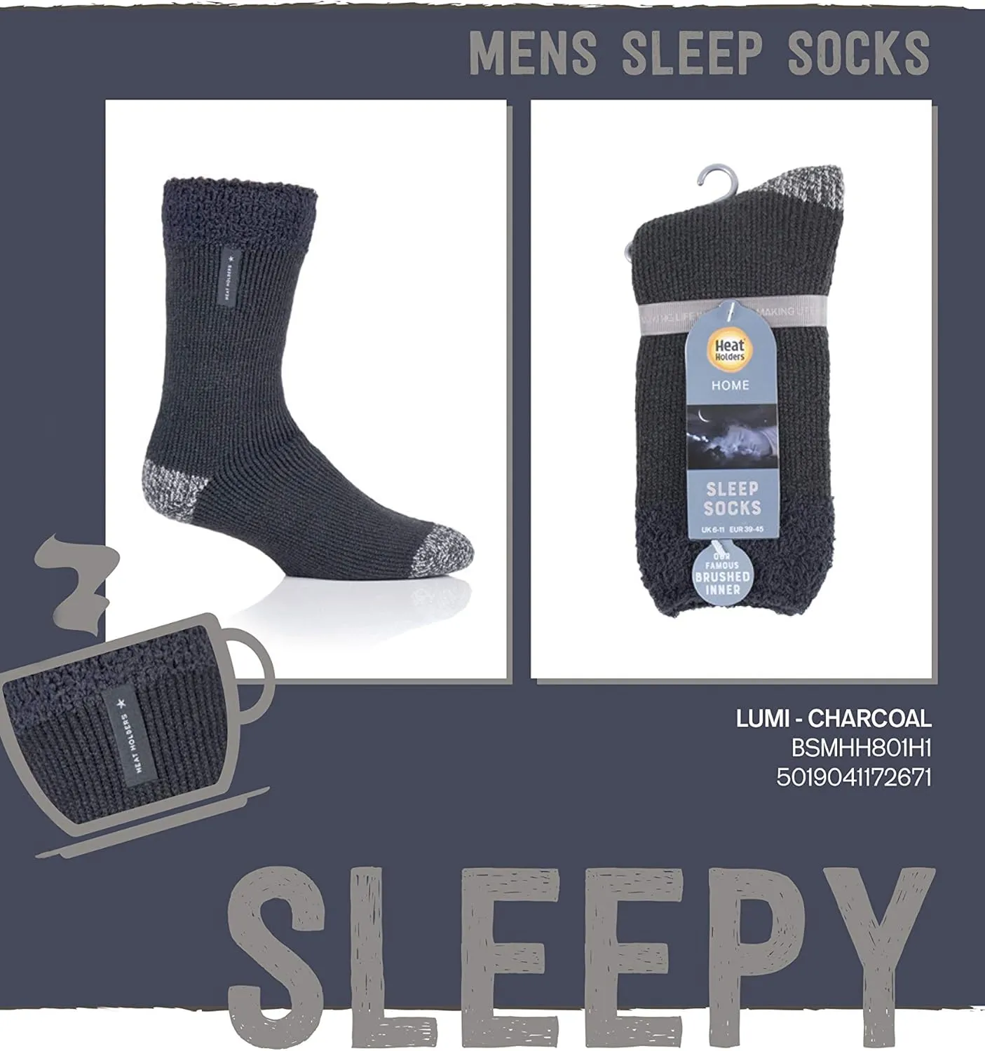 HEAT HOLDERS Mens Luxury Cozy Soft Fleece Lined Fluffy Bed Socks for Sleep