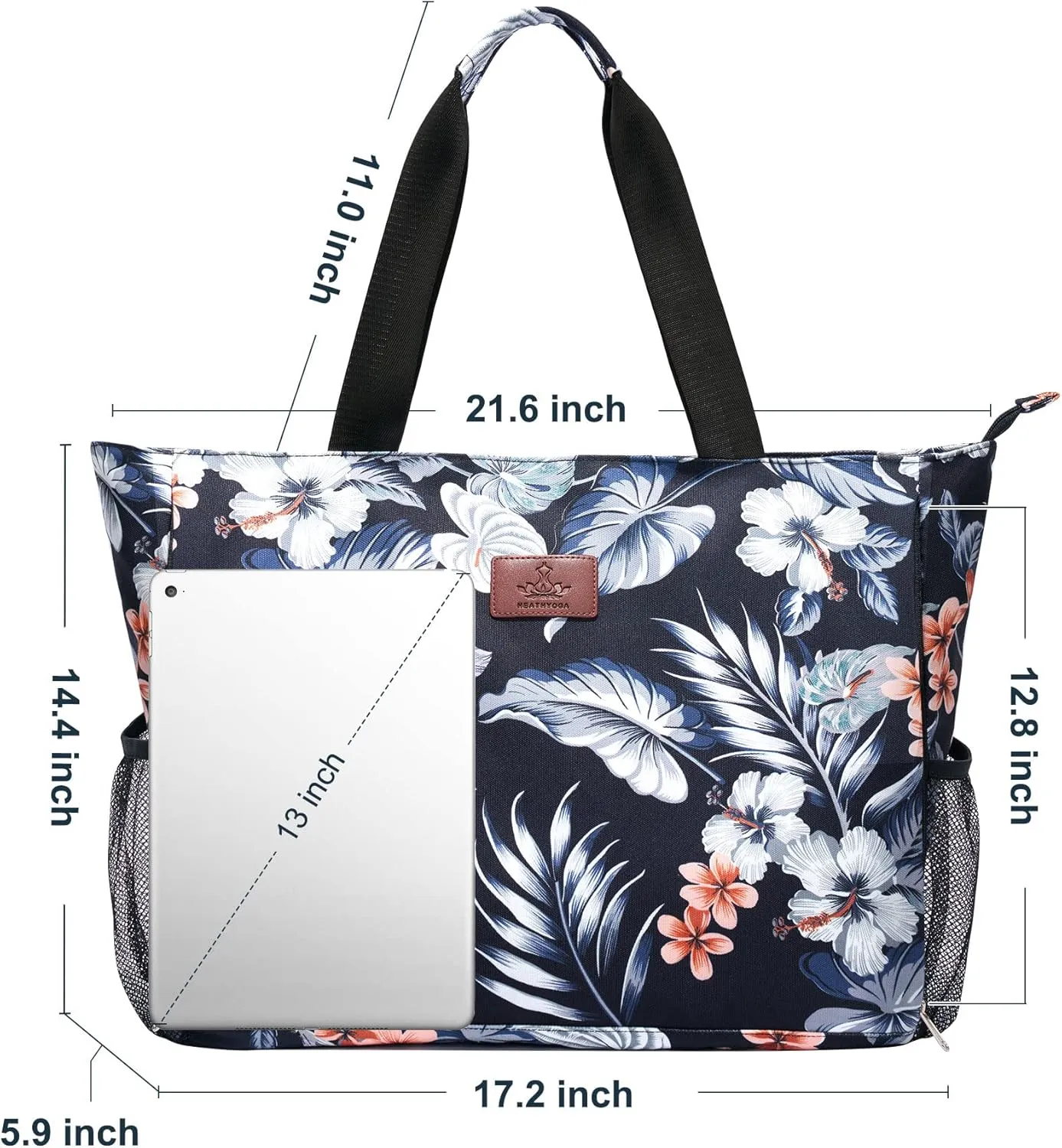 Heathyoga Multi-Functional Yoga Mat Carrier Gym Tote Bag - Large Mat Pocket, Women's Workout Bag