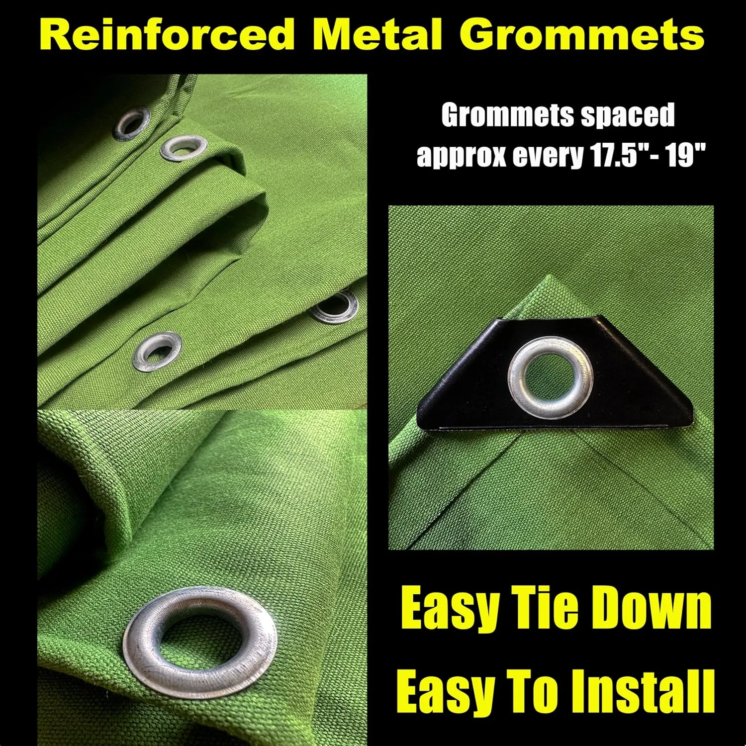 Heavy Duty Canvas Tarp 4x8 Feet 16oz Water-Resistant Canvas Tarp with Grommets，Tear Resistant, Durable, Multipurpose Protective Green Cover for Camping, Tent, Car