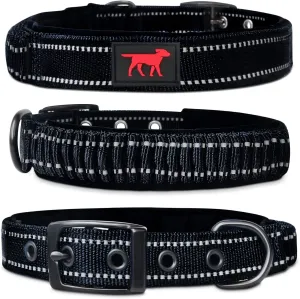 Heavy Duty Dog Collar with Handle | Ballistic Nylon Heavy Duty Collar | Padded Reflective Dog Collar with Adjustable Stainless Steel Hardware | Convenient Sizing for All Breeds X-Large (19-23" Neck)