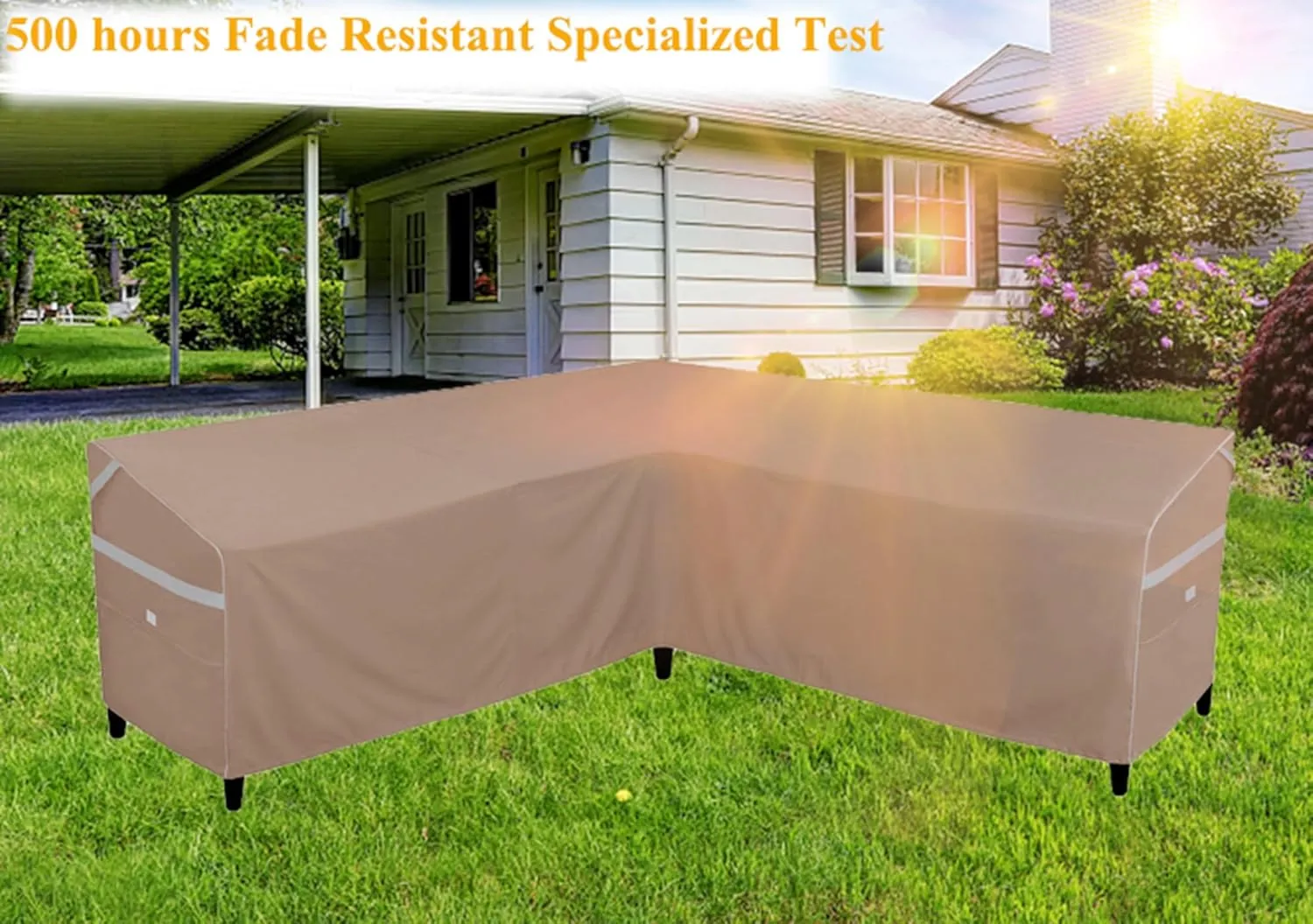 Heavy Duty Waterproof Patio Furniture Covers,Fade Resistant Outdoor Sofa Covers V-Shaped Sofa Cover 100" W (on Each Side) x 33" D x 31" H Brown