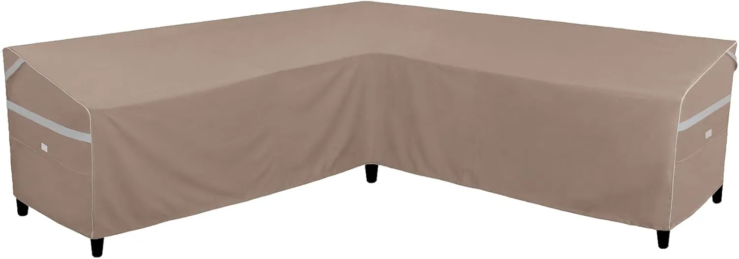 Heavy Duty Waterproof Patio Furniture Covers,Fade Resistant Outdoor Sofa Covers V-Shaped Sofa Cover 100" W (on Each Side) x 33" D x 31" H Brown