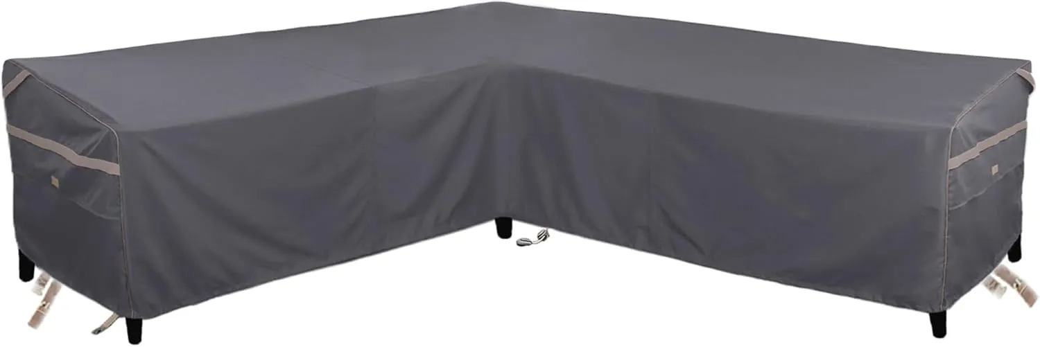 Heavy Duty Waterproof Patio Furniture Covers,Fade Resistant Outdoor Sofa Covers V-Shaped Sofa Cover 100" W (on Each Side) x 33" D x 31" H Dark Grey