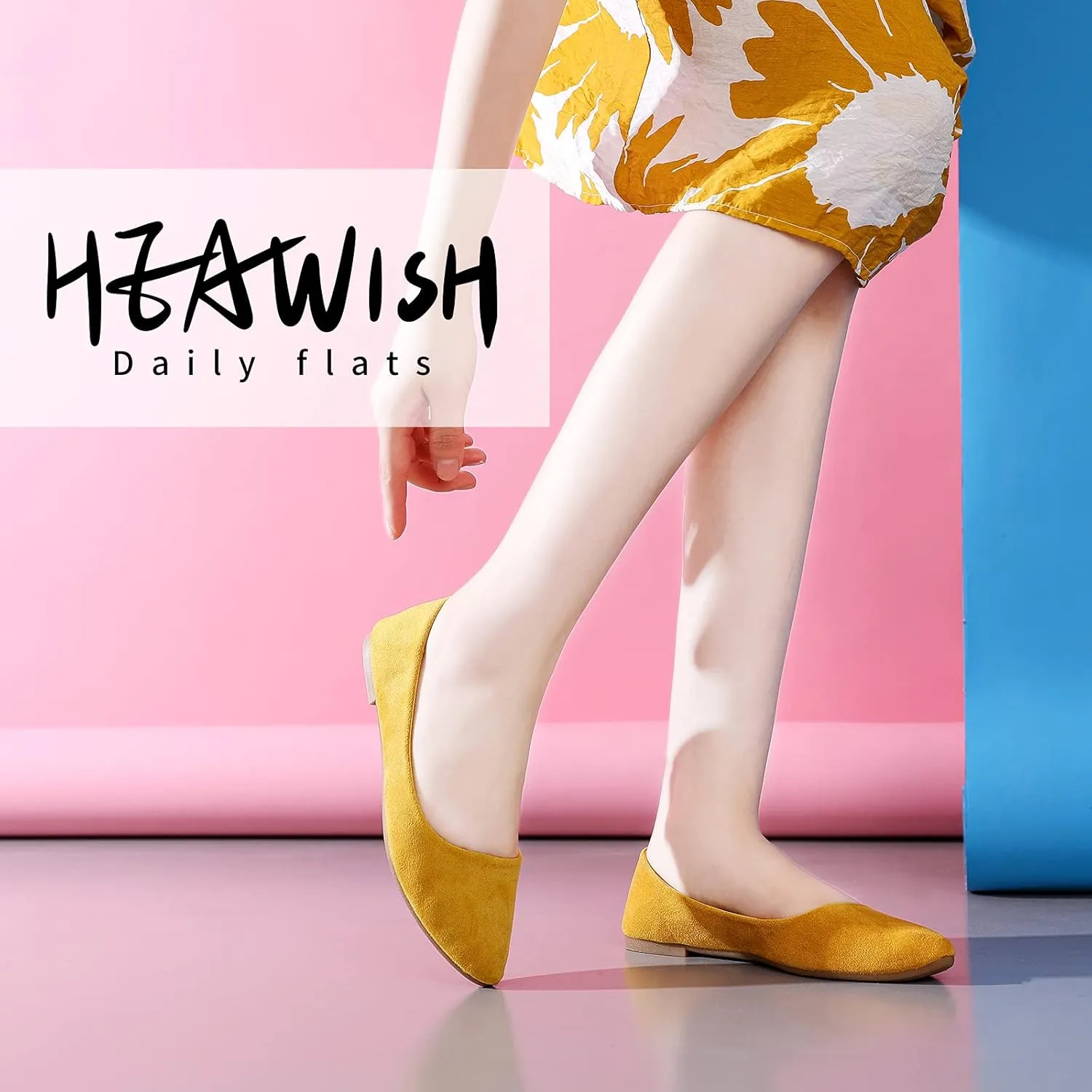 HEAWISH Women’s Black Flats Shoes Comfortable Suede Pointed Toe Slip On Casual Ballet Flats Dress Shoes Nude Flats