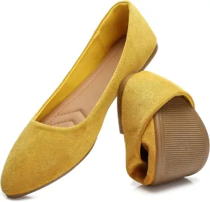 HEAWISH Women’s Black Flats Shoes Comfortable Suede Pointed Toe Slip On Casual Ballet Flats Dress Shoes Nude Flats