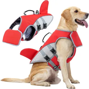 HEYWEAN Dog Life Jacket for Swimming Boating High Buoyancy Adjustable Dog Life Vest with Reflective Strips Rescue Handle Secure Fit Floating Swim Vest for Small Medium Large Dogs (Red, Medium)