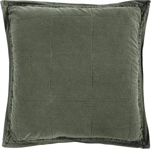HiEnd Accents Stonewashed Cotton Canvas Euro Sham Covers, 27x27 inch, Duffle Bag Solid Color, Box Stitch Design, Cotton Classic Chic Casual Modern Rustic Pillow Shams